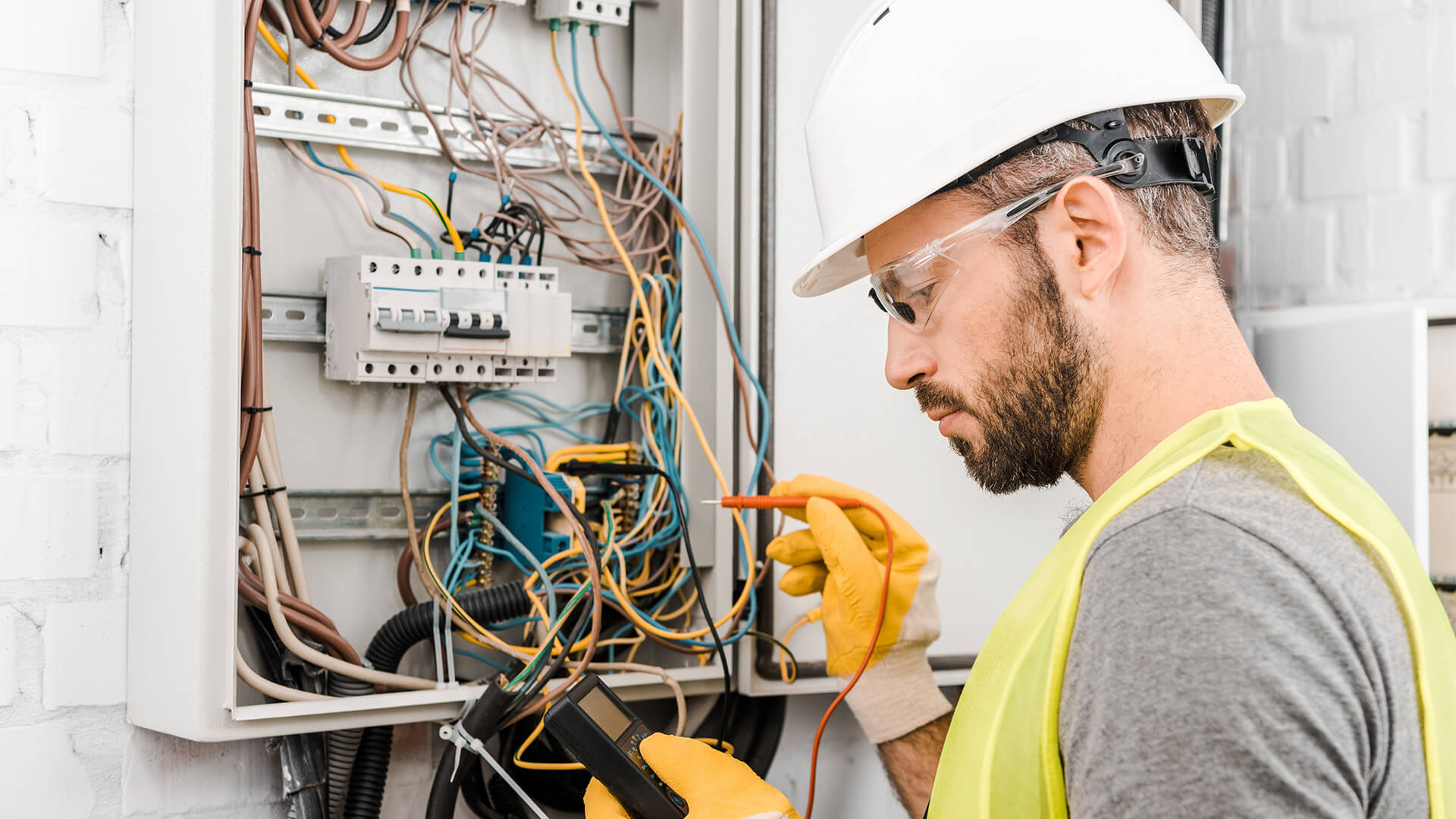 Residential electrician at work